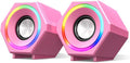 Generic RGB Computer Speaker Game led Speaker for Desktop/Tablet Computer/Laptop/Gaming Notebook for PC 2.0 Wired USB Powered Stereo Volume Control Multimedia AUX 3.5mm Pink