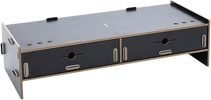 Simple Desktop Computer Monitor Laptop Heightening Base Bracket Office Storage Rack Screen Riser with Drawer and Phone Holder-Computer(D)