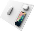 POUT H3 PRO Dual Qi Wireless Charging Mouse Pad – Dual Fast Wireless Chargers for Smartphones and Earbuds – Smooth Surface with Anti-Slip Base for Home and Office Use (Polar White)