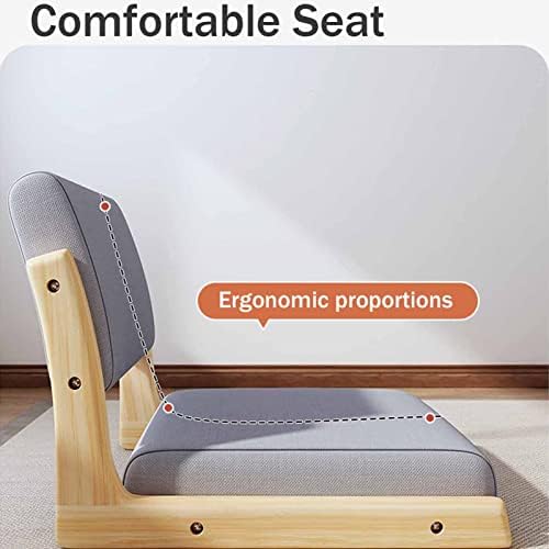BTZHY Floor Chair Floor Chair Portable Legless Chair with backrest Legless Stool Made of Solid Wood with Comfortable Cotton and Linen Upholstery Portable Single seat Chair