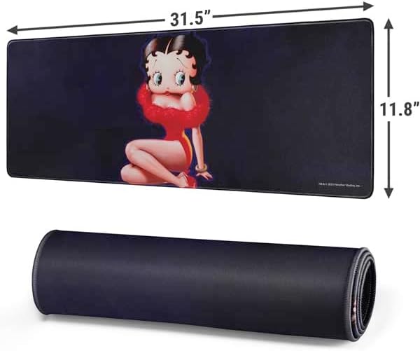 Skinit Large Gaming Mouse Pad - Officially Licensed Betty Boop Red Dress Design with Stitched Edges Waterproof Non-Slip Rubber Base Desk Mat for Keyboard &amp Mouse 31.5 x 11.8 inches
