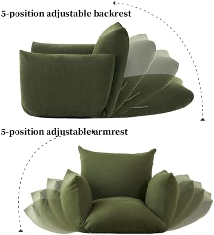 BTZHY Floor Chair Floor Chair Foldable Sleeper Chair Lazy Sofa Meditation Chair Window Chair with 5 Adjustable Positions Floor Chair Foldable with Adjustable Armrests Backrest (/Green)