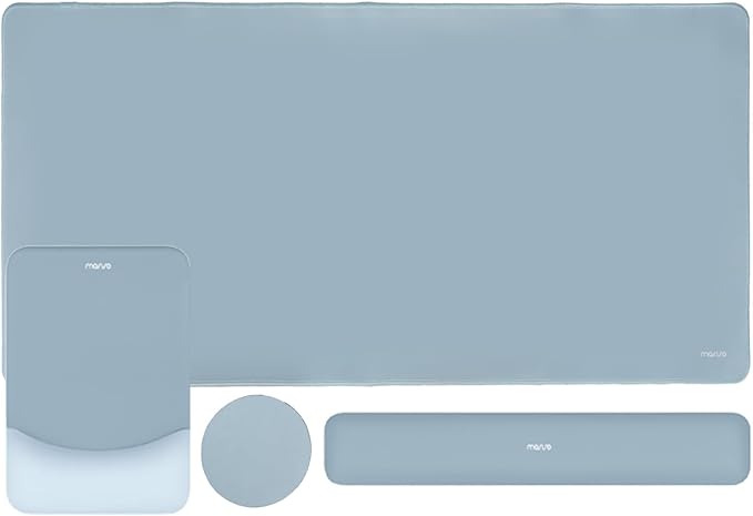 MOSISO Keyboard Mouse Pad Set Large Gaming Mouse Pad&ampRectangular Keyboard Wrist Rest&ampMousepad with Wrist Rest&ampCoaster Ergonomic Non-Slip&ampEasy Typing Pad with Curved Silicone Lining