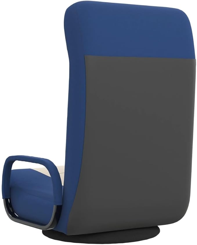 YAFF Foldable Gaming Floor Chair with Armrests 360° Swivel Adjustable Fabric Lounge Chair Comfortable Foam Padded Floor Seat for Adults Living Room Bedroom Easy Storage – Blue and Cream