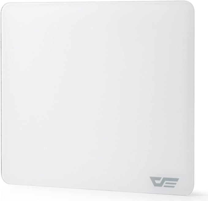 darkFlash Glass Mouse Pad 11.8×10.2 Inch Ultra-Smooth Tempered Surface Precision Tracking Anti-Slip Rubber Base Durable Etched Finish Ideal for Gaming &amp Work (White)