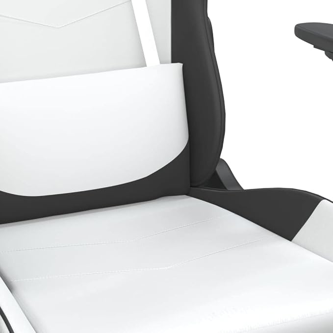 vidaXL Adjustable Gaming Chair with Footrest - Faux Leather Comfortable Seat Foam Filled Cushions Modern Stylish Design - Perfect for Gamers - White and Black.
