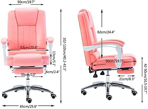 Office Chair Boss Chair Computer Chair Office Chair Reclining Gaming Seat PU Leather Chair with Footrest Ergonomic Swivel Chair Chair (Color : Pink) Needed