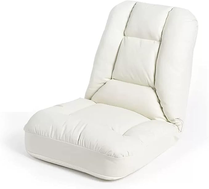 Floor Bed Sofa Chair for Bedroom Portable Padded Yoga ChairAdjustable Floor Chair with Back Support Gaming Chair Meditation Chair for Adult Thick Cushion Offwhite