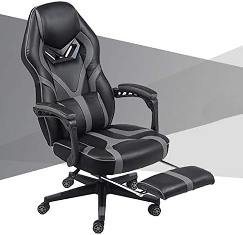 Office Chair Gaming Chair Computer Chair Height Adjustable Gaming ChairHigh Back Office Chair Ergonomic Computer Chair with Headrest FootrestPU Leather Game Chair Racing Style Recliner Swi