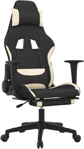 vidaXL Gaming Chair Massage Gaming Chair with Footrest Adjustable Swivel Recliner Computer Chair for Office Modern Style Black and Cream Fabric