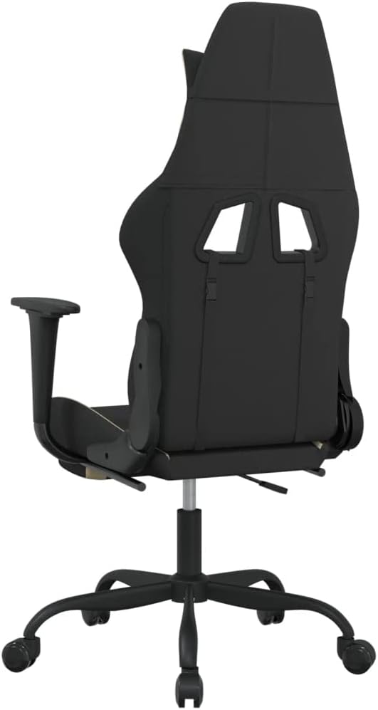 Massage Office Gaming Chair with Footrest Fabric Massage Office Chair Ergonomic Desk Chair Rolling Swivel Adjustable PC Computer Chair for Women Adults Girls(Black&ampCream)
