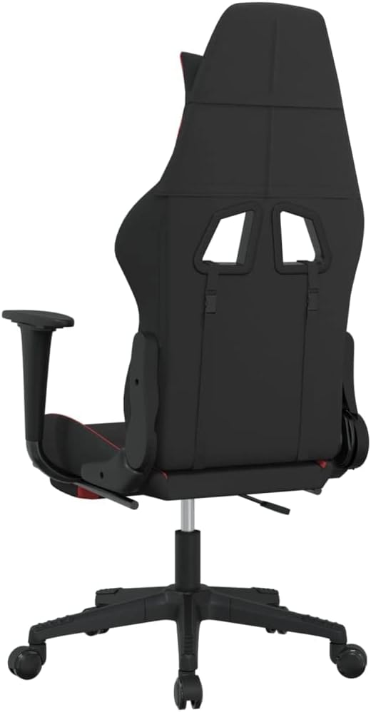 SKM Massage Gaming Chair with Footrest Black and Red Fabric (16 KG/35.2 LBS)