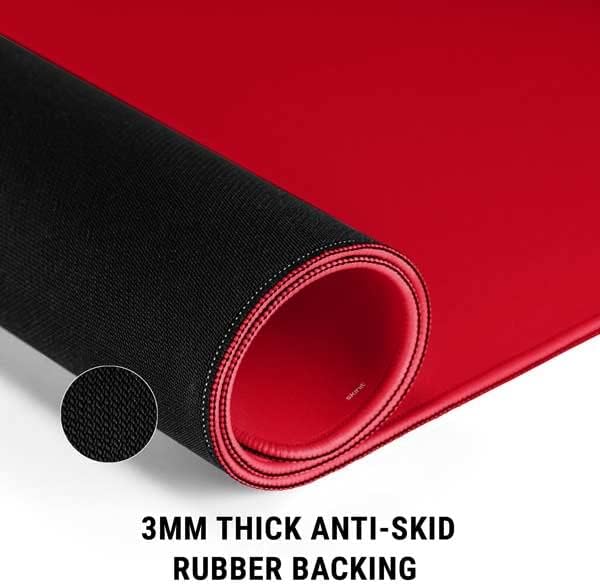 Skinit Medium Gaming Mouse Pad - Red Solid Design with Stitched Edges Waterproof Non-Slip Rubber Base Desk Mat for Keyboard &amp Mouse 17.7 x 15.75 inches