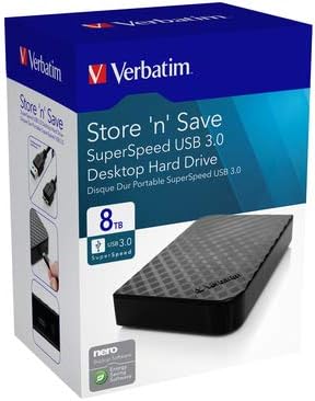 Verbatim 47687 8 TB 3.5-Inch Store 'n' Save USB 3.0 Desktop Hard Disk Drive - Black