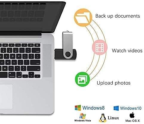 JUANWE 4GB USB Flash Drive 10 PacksBulk Thumb Drives Jump Drive with 360°Swivel Shell Fold Storage USB Stick with Lanyard Hole Portable Pen Drive Mutipack Zip Drive Black