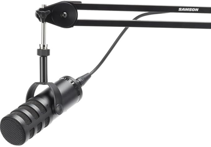 SAMSON Q9U XLR/USB Dynamic Broadcast Microphone Bundled with Mic Table Stand + Wind Screen Pop Filter + XLR Cable + Cleaning Cloth (5 Items)