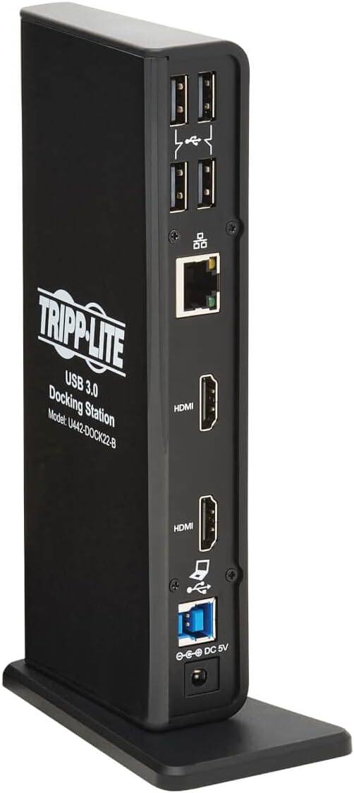 Tripp Lite Double Monitor USB-A/USB-C Dock Universal Laptop Docking Station Hub HD 1080p @ 60 Hz Two HDMI Ports Six USB-A 3.2 Port Hub Gigabit Ethernet Port 1-Year Warranty (U442-DOCK22-B)