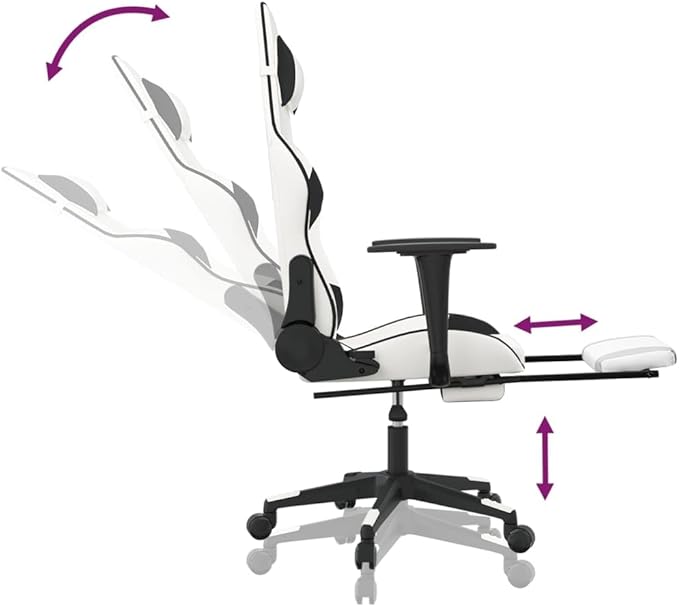Massage Gaming ChairExecutive ChairSwivel Task Chair Suitable for Office Gaming Room Computer Room Bedroom Study Room with Footrest White&ampBlack Faux Leather