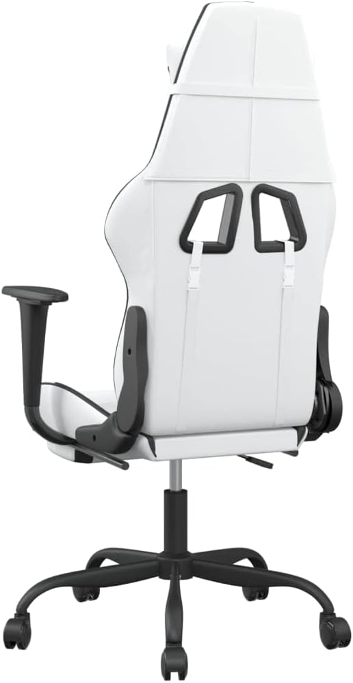 Massage Gaming Chair with FootrestFaux Leather Computer Game ChairMassage Office ChairErgonomic Desk Chair PC Gaming Chair for Adults Teens(White&ampBlack)