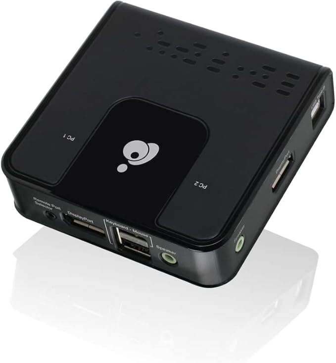 IOGEAR 2-Port DisplayPort KVM Switch - 4K 60Hz - Hotkey or Remote Button Switch - USB 2.0 Mouse Port Can Be Use As USB Hub and Peripheral Sharing - All Cables Included - Mac/Win - GCS62DP