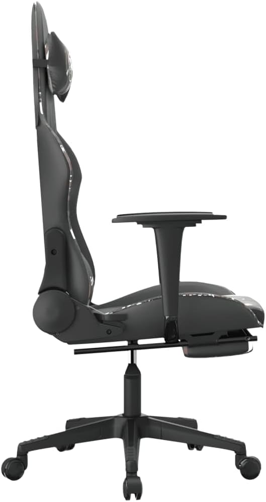 Gaming Chair with Footrest Black Camouflage Faux Leather Ergonomic Reclining Swivel Design for Adults Comfortable Computer Desk Chair