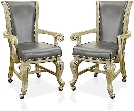 Furniture of America Enschede Faux Leather Gaming Chair in Gray (Set of 2)