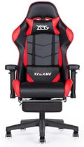 Ergonomic Racing Style Gaming Chair with Reclining Back Footrest Lumbar Support &amp Flip-Up Arms PU Leather Office Computer Chair(Black)
