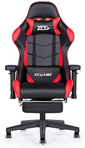 Ergonomic Racing Style Gaming Chair with Reclining Back Footrest Lumbar Support &amp Flip-Up Arms PU Leather Office Computer Chair(Black)