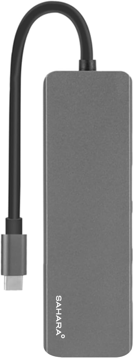 Sahara 5-in-1 USB-C Hub with Ethernet – Multiport Adapter with 4K HDMI USB 3.0/2.0 100W PD Charging and RJ45 – Compatible with MacBook Chromebook and PC