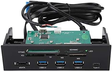 ASHATA Front Panel Hub 11 Port PC Front Panel with USB 3.0 Ports USB 3.1 eSATA Port and 6 Card Slots Card Reader Support M2 MSO Memory MS XD 64G CF Card Fit Any 5.25” Computer Case Front Bay