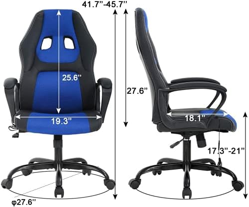 Liphontcta Racing Gaming Chair Ergonomic Game Office Chair with Massage Lumbar Support Headrest Armrest High-Back Adjustable PU Leather Rolling Swivel Computer Desk Chair for Home Office