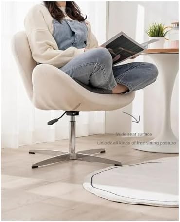 Ergonomic Gaming Chair Rotating Single Person Sofa Internet Celebrity Leisure Chair Yellow Flannel Swivel Computer Office Chair Quiet Cream Breeze Swan Design