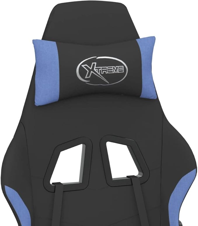 Massage Office Gaming Chair with Footrest Fabric Massage Office Chair Ergonomic Desk Chair Rolling Swivel Adjustable PC Computer Chair for Women Adults Girls(Black&ampBlue) -AA