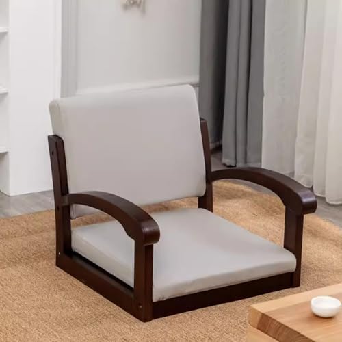 BTZHY Floor Chair Tatami Floor Chair Made of Wood with Backrest and Armrest Meditation Floor Chair Living Room Floor Chair Portable Japanese Legless Chair