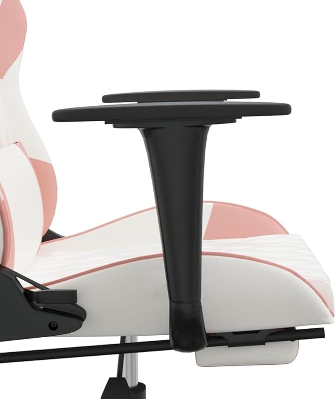 Massage Gaming Chair reclining office chairmassage chairdesk chair with foot restSuitable for playing computer games watching shows working restingwith Footrest White&ampPink Faux Leather
