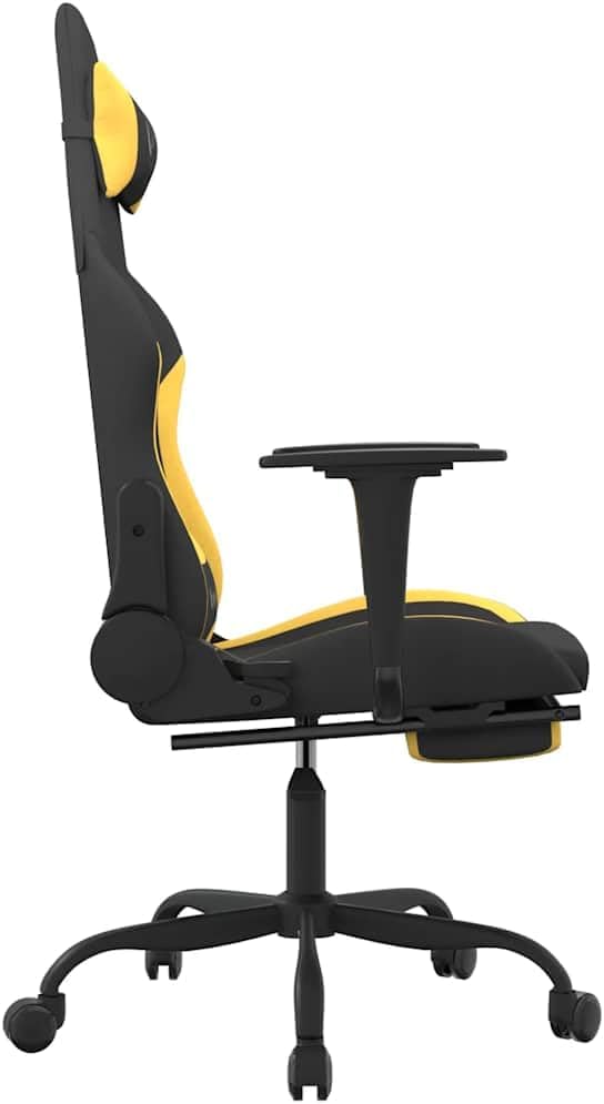 Gaming Chair Black and Yellow with Massage Functionality and Adjustable Armrests for Ergonomic Support and Durable Build