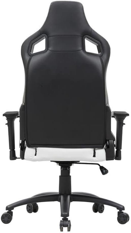 Furniture of America Singe Faux Leather Adjustable Gaming Chair in White &amp Black