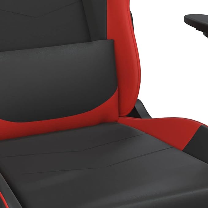 YAFF Gaming Chair with Footrest Black and Red Faux Leather-3654
