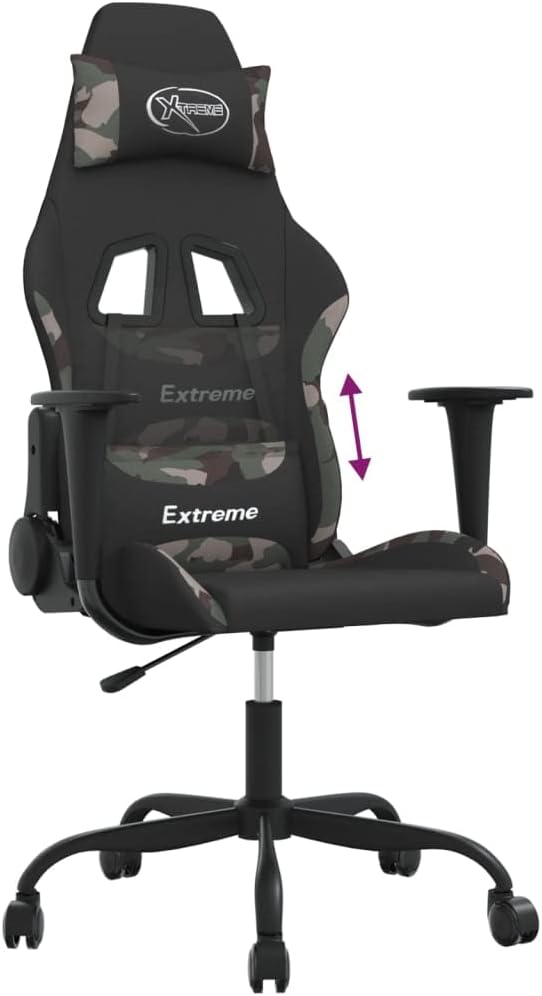 SKM Gaming Chair with Footrest Black and Camouflage Fabric (16.3 KG/35.86 LBS)