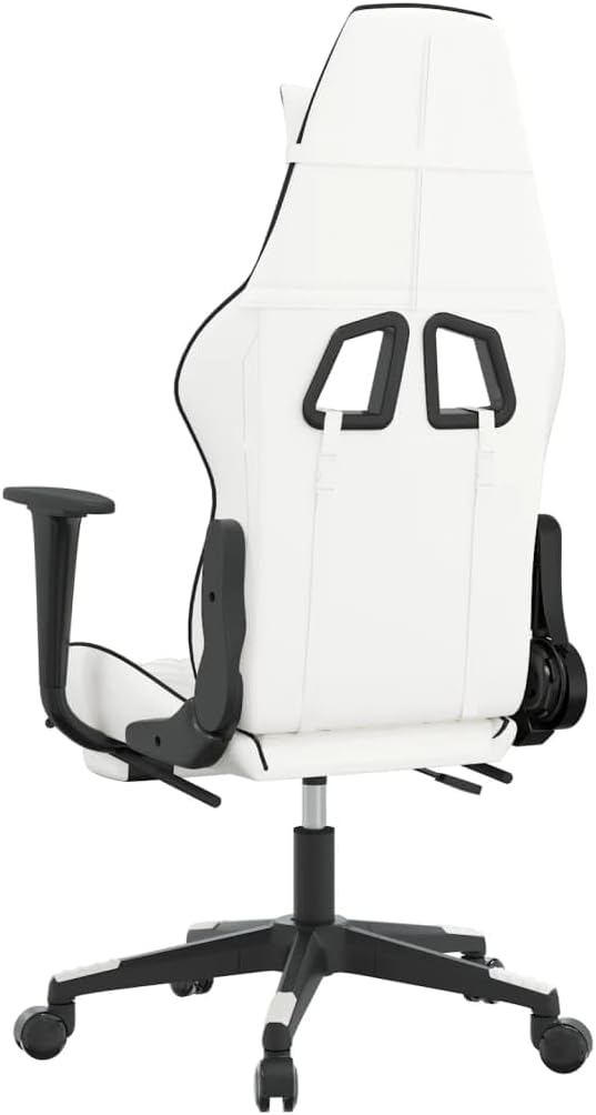 Massage Gaming ChairExecutive ChairSwivel Task Chair Suitable for Office Gaming Room Computer Room Bedroom Study Room with Footrest White&ampBlack Faux Leather