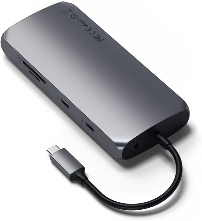 Satechi USB C Hub Multiport Adapter MX with Dual 4K HDMI 100W USB C PD Charging 1x USBC and 2X USB-A Data Ports Ethernet Micro/SD Card Readers for MacBook &amp Windows