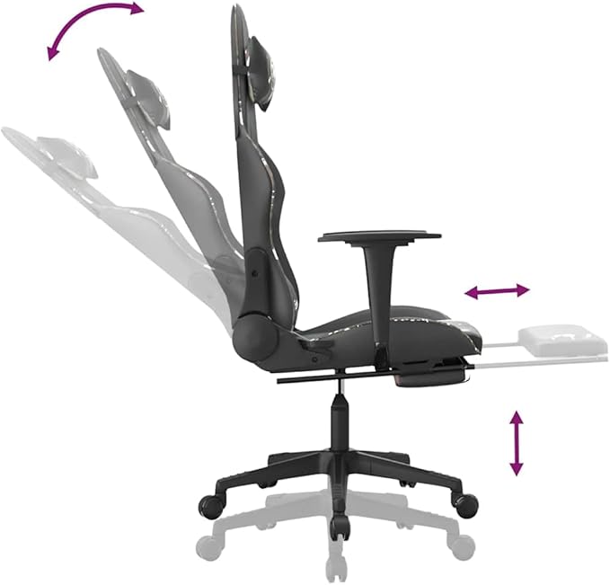 Ergonomic Gaming Chair with Footrest Adjustable Reclining Faux Leather for Office Desk Computer Room
