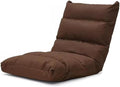 ELEFOCUS Adjustable Ergonomic Gaming Floor Chair - 5-Position Backrest Cotton Linen Lazy Sofa Lounger Recliner(Brown)
