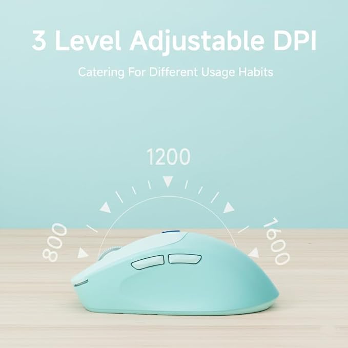 EWEADN Q5 Wireless Mouse Bluetooth &amp 2.4G Quiet Computer Mouses with Battery Level Display 1600 DPI Ergonomic Office Mouse 6 Button Portable Cute Computer Mouse for Laptop/PC/Mac - Blue