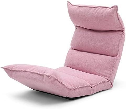 ELEFOCUS Floor Chair Lazy Sofa Reading Chair with Back Support Adjustable 6-Angle Upholstered Single Sofa Bed Chair for Playing(Pink)