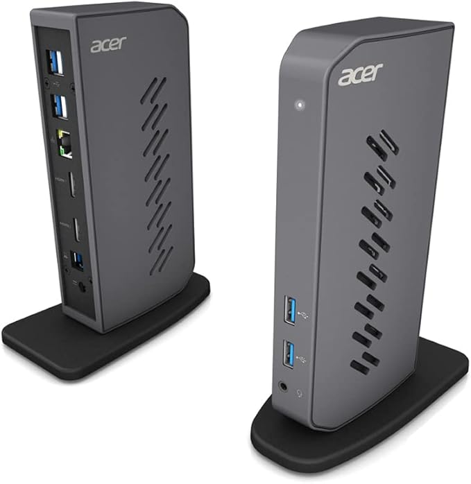 Acer U301 USB 3.0 Dock for Windows | 2 x HDMI Ports | 2 USB 3.1 Gen 1 Ports | 4 USB 2.0 Ports | Gigabit Ethernet | Requires One USB 3.1 Type A or USB 3.1 Type-C on Computer | Gray
