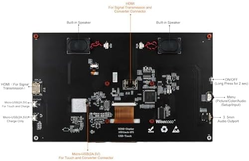 Touchscreen Monitor for Raspberry Pi 10.1'' IPS LCD Screen 1024 * 600 Smooth Touch Built-in Dual Speakers HDMI Input Compatible with Raspberry Pi 5/4/3/Zero Easy Set-up Driver-free (10.1 Inch)