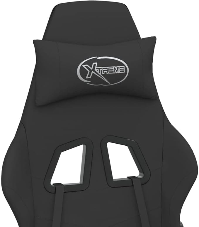 Massage Gaming Chair with Footrest Black Fabric (Weight: 35.94 lbs)