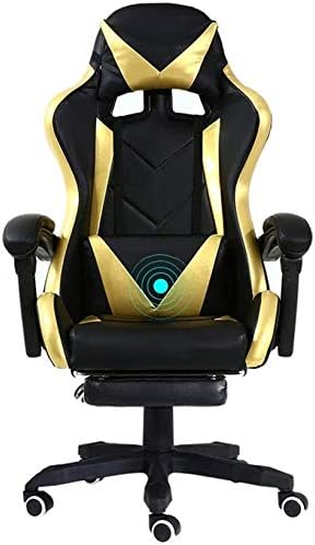 Gaming Chair Computer Chairs Swivel Chair Video Game Chair Elevating Rotary with Footrest Armchair Ergonomics Computer Chair Racing Style with Headrest and Lumbar Suppo(Black Gold)