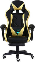 Gaming Chair Computer Chairs Swivel Chair Video Game Chair Elevating Rotary with Footrest Armchair Ergonomics Computer Chair Racing Style with Headrest and Lumbar Suppo(Black Gold)